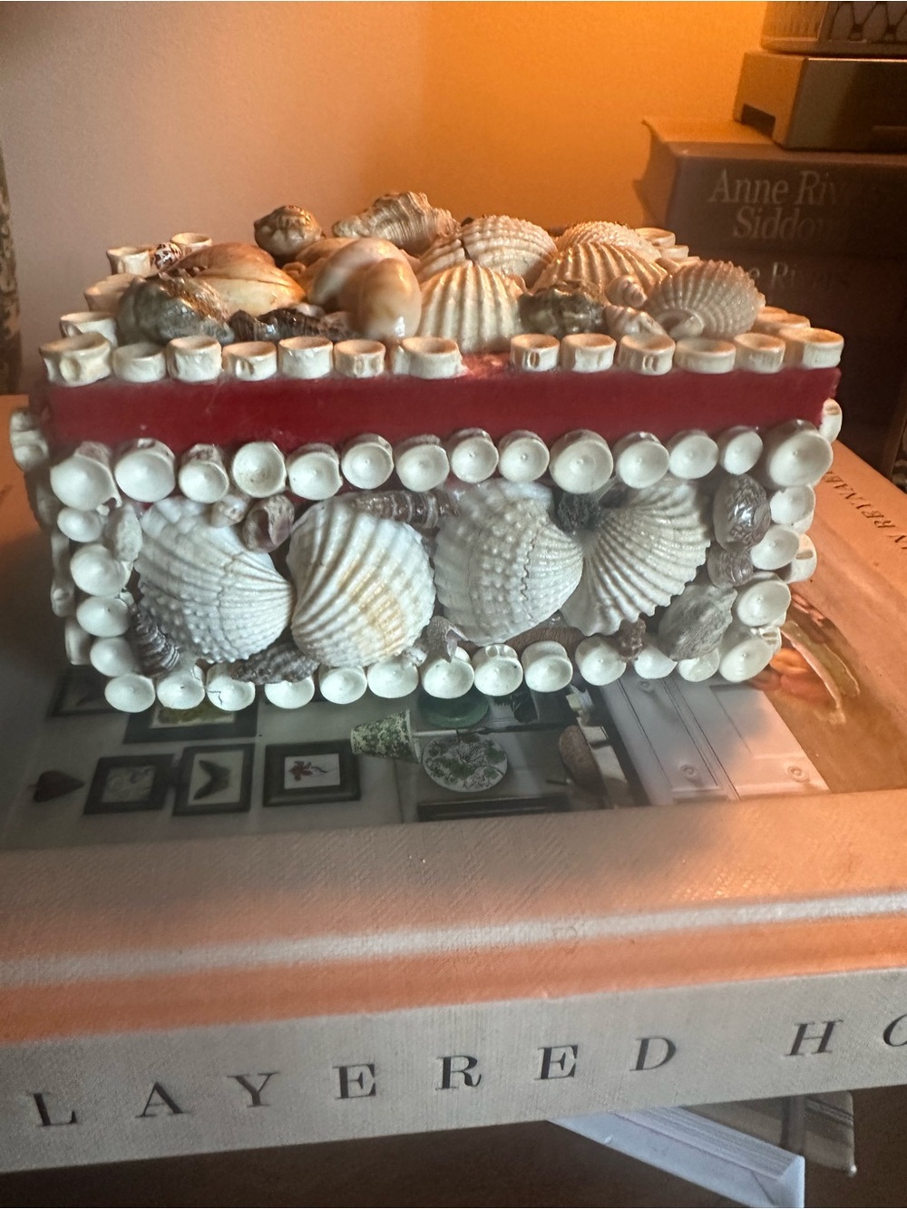 Vintage Decorative Shell Jewelry/Trinket box coastal charm